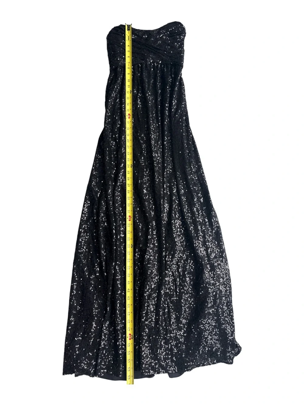 Amsale Formal Gown Black Sequins Strapless Dress